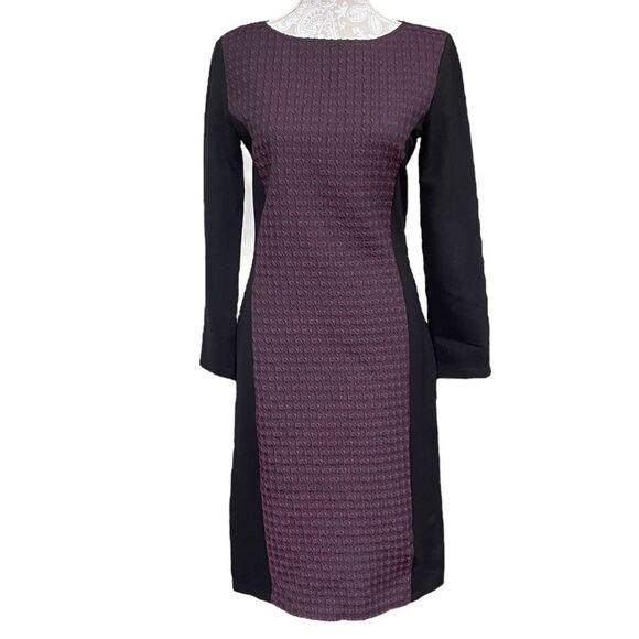 Max Mara Weekend Purple Black Houndstooth Knee Length Midi Dress Size Medium - Picture 1 of 6
